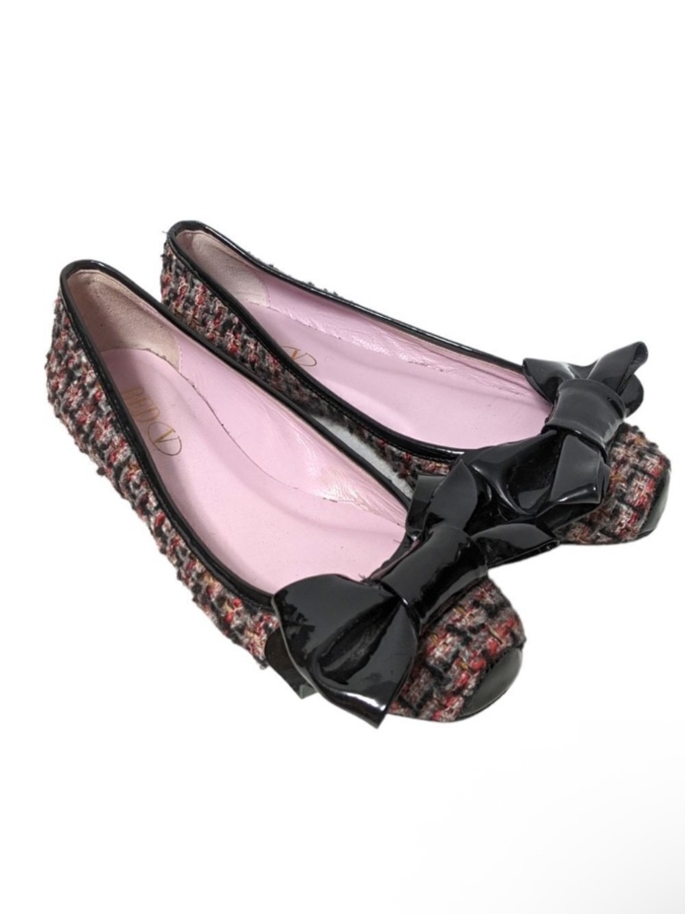 RED VALENTINO GARAVANI Tweed Bow Ballet Flats 38